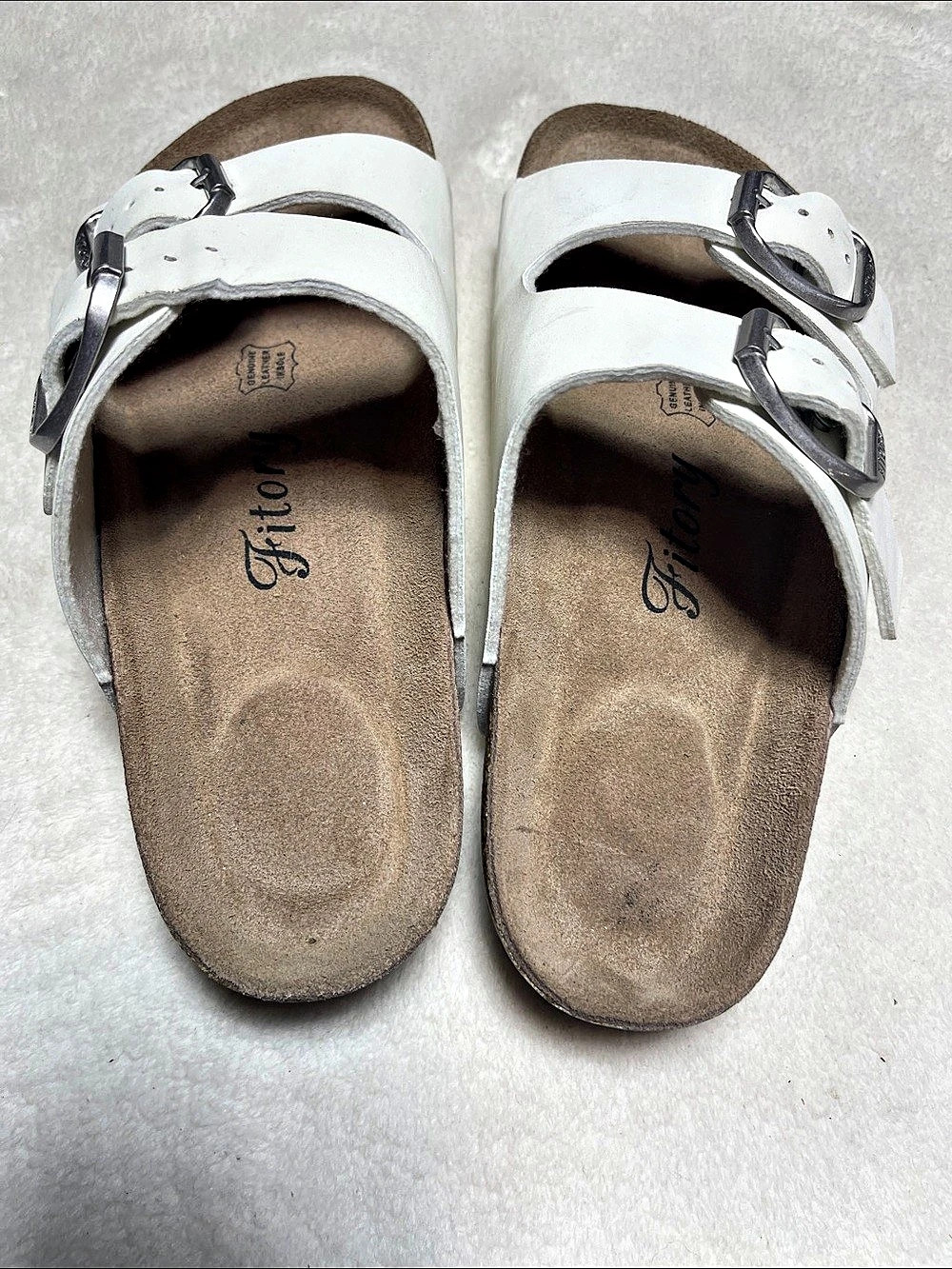 Fitory White Double-Buckle Sandals US 7 - Picture 3 of 8